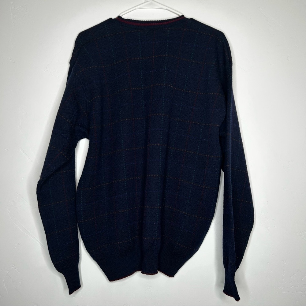Homer Reed Ltd Denver Navy Wool Sweater Windowpane Knit Size Medium - Picture 2 of 8